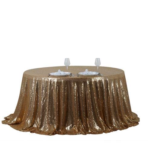 132 Inch Sequin Round Tablecloth - Premium Gold Payette Fabric for Weddings, Birthdays, Christmas & Party Decorations | Elegant Banquet, Reception, and Home Celebration Table Cover