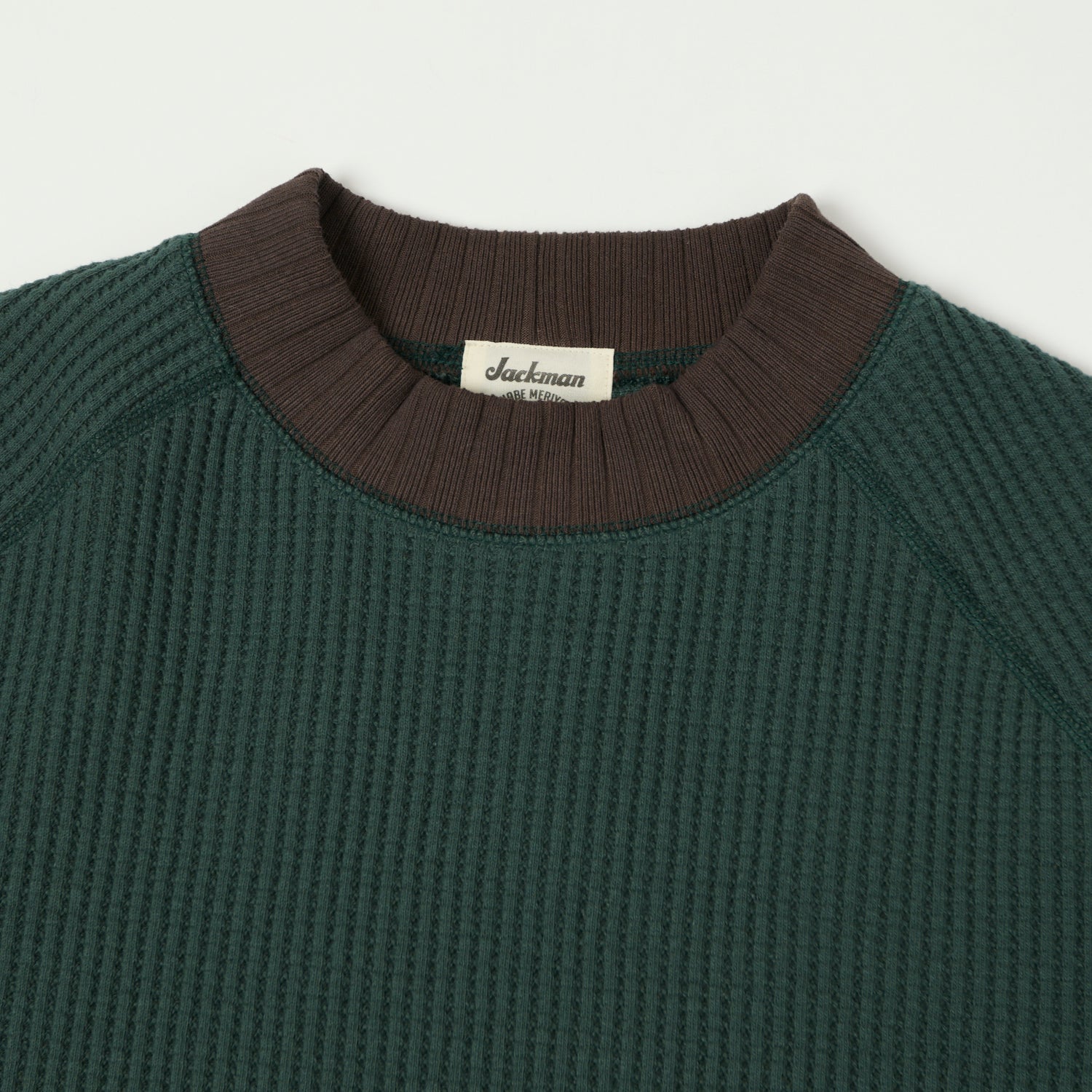 Jackman JM7200 Waffle Midneck Sweatshirt for Men - Soft Ivy/Wood Color Pullover - Perfect for Casual Wear, Outdoor Activities & Layering in Fall/Winter