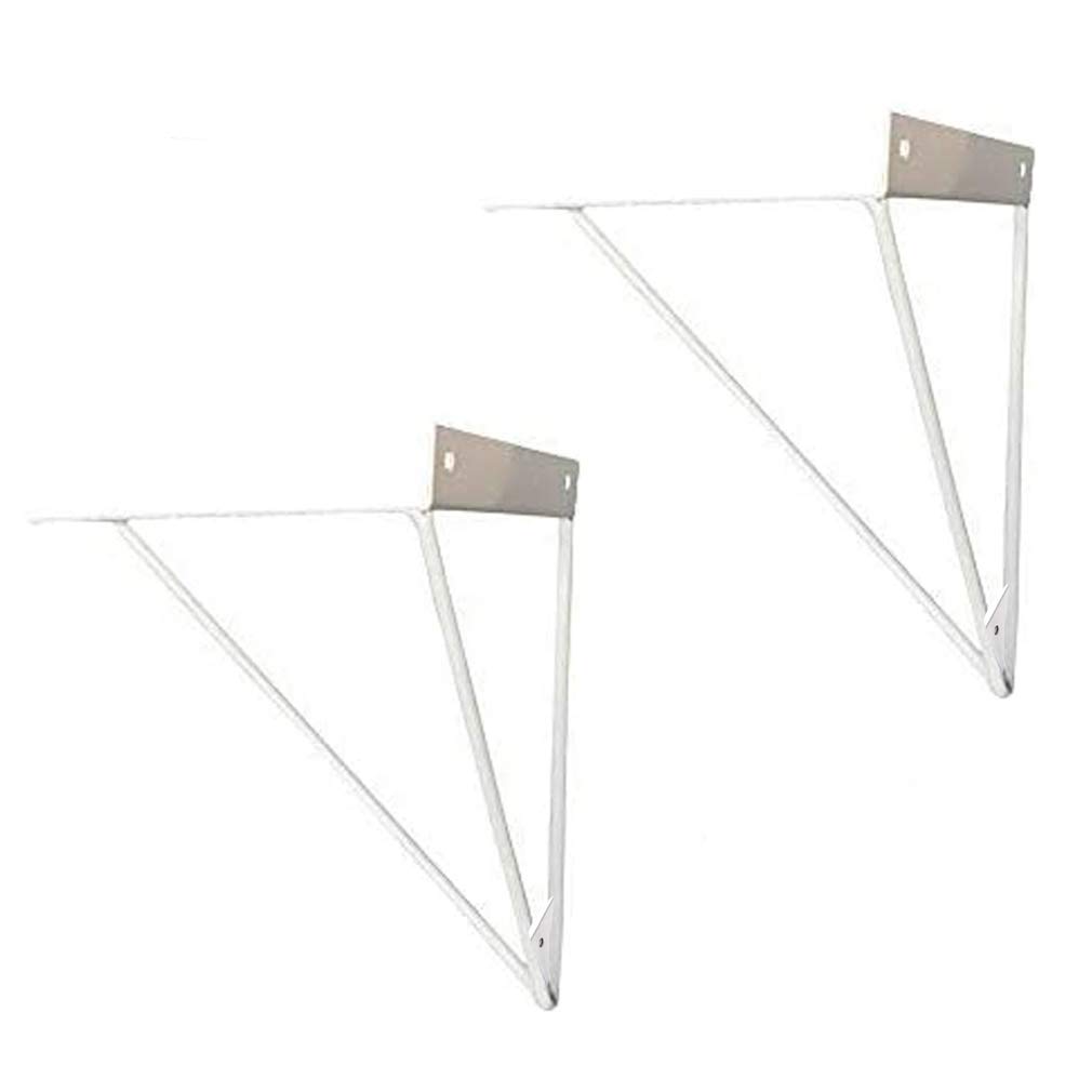 NIANXINN 2-Pack Hairpin Prism Shelf Brackets - Heavy Duty Metal Iron Floating Shelf Supports, Triangular Wall Mount Brackets for Space Saving Shelves (White, 16cm/6.3in) - Perfect for Home Office, Kitchen, Bathroom & Living Room Decor