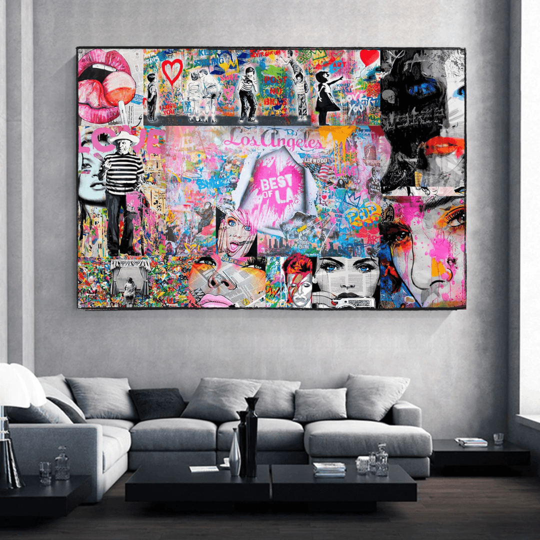 Banksy Los Angeles Hollywood Canvas Wall Art - Urban Street Art Decor for Living Room, Bedroom & Office - Unique Gift for Art Lovers