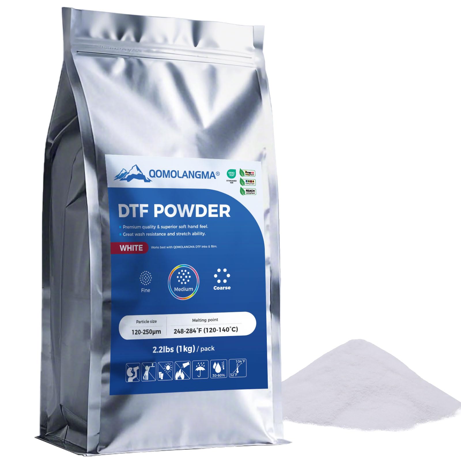 Premium DTF Powder 1KG - Digital Transfer Hot Melt Adhesive for Custom T-Shirt Printing, DIY Crafts & Textile Decoration - High-Quality Direct to Film Adhesive Powder for Heat Press Applications