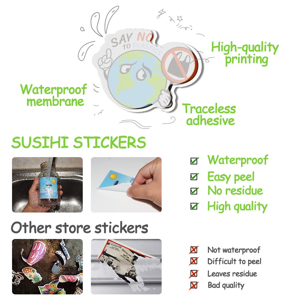 Eco-Friendly Kids Stickers - 50 Pcs Earth-Themed Vinyl Decals for Water Bottles, Laptops & Notebooks | Perfect for School Supplies, DIY Crafts & Eco-Conscious Gifting