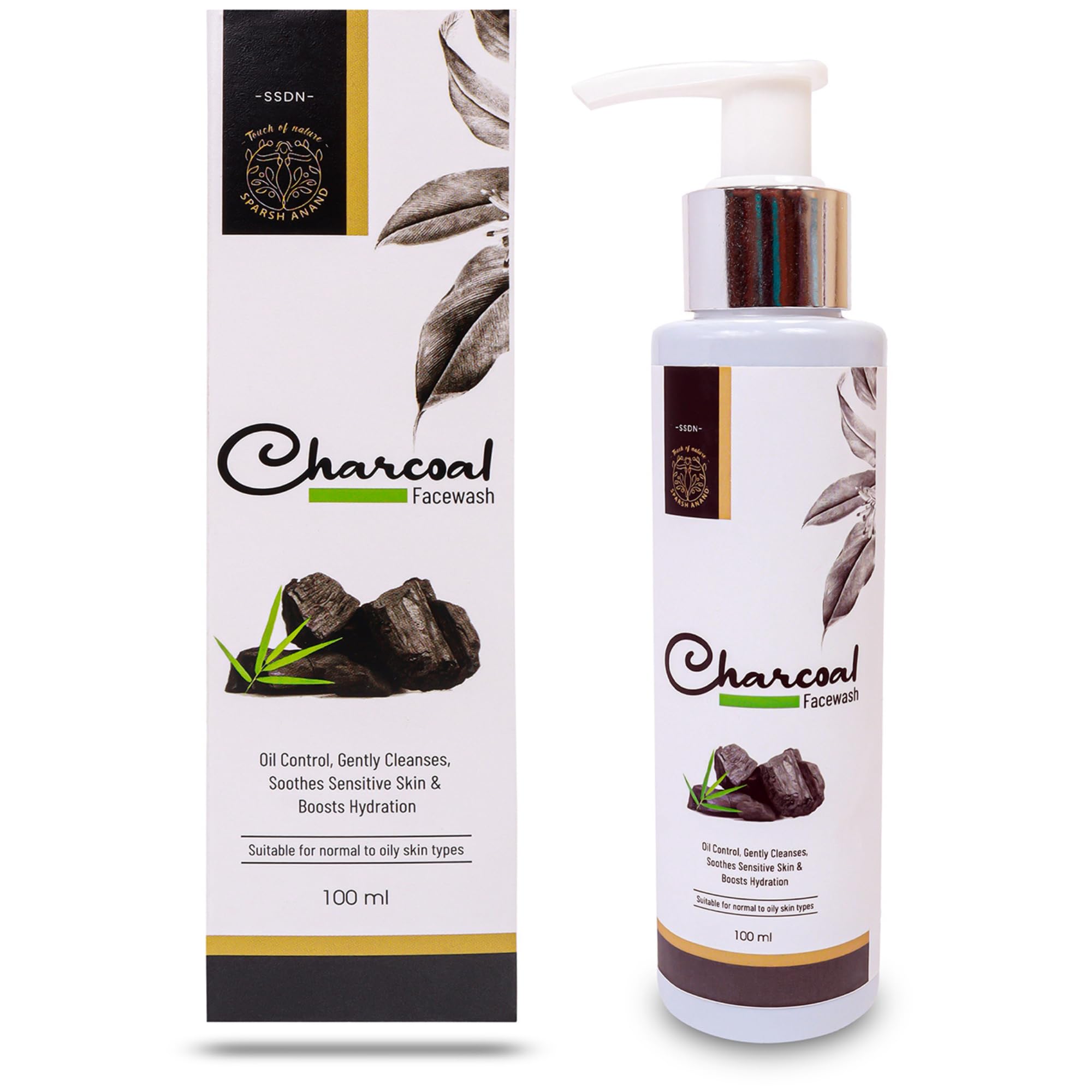 Sparshanand Activated Charcoal Face Wash for Oily Skin - Deep Detox & Exfoliating Cleanser with Brightening Formula | 100g | Perfect for Daily Skincare Routine & Acne-Prone Skin Care