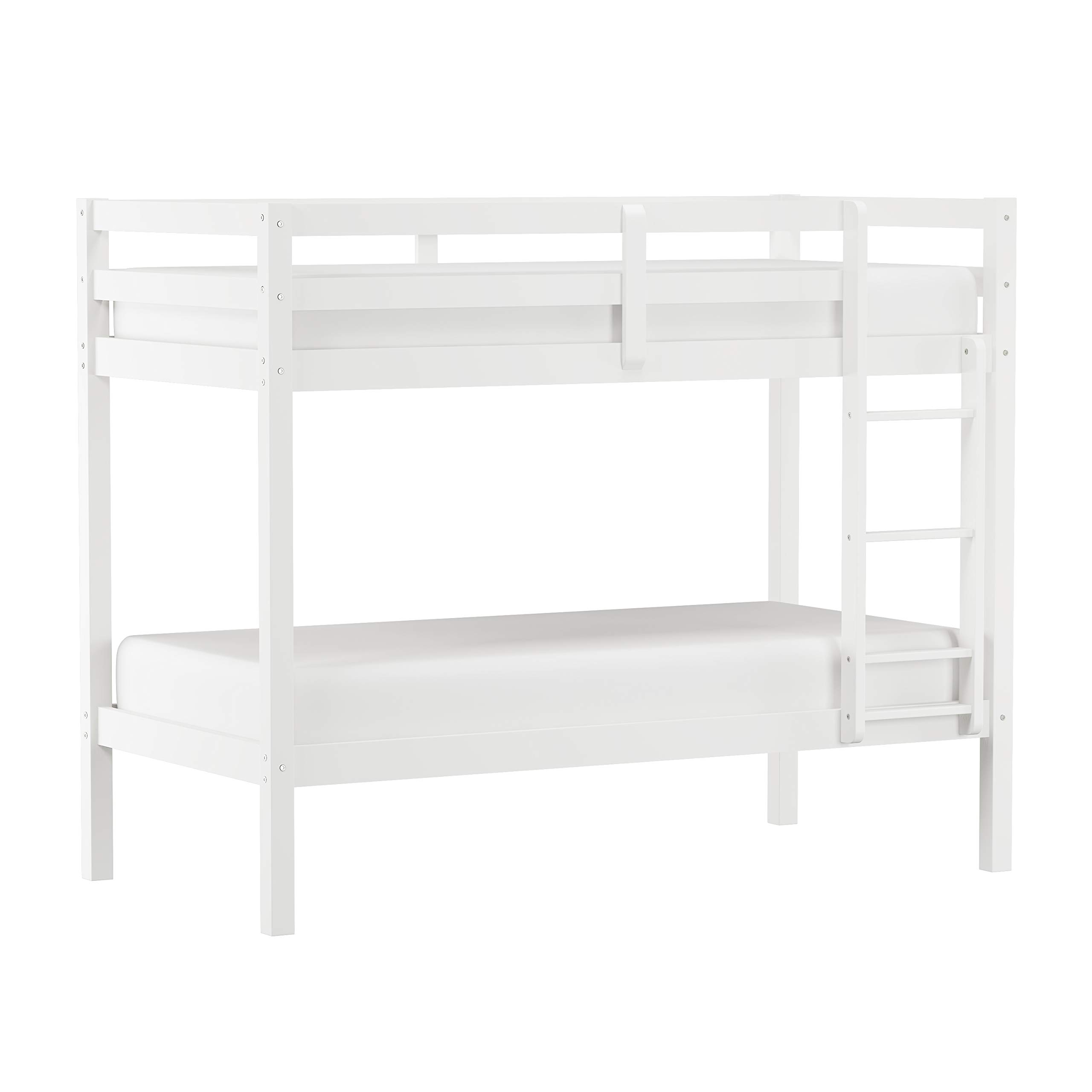 Hillsdale Caspian Twin Over Twin Bunk Bed for Kids and Teens - White | Space-Saving Kids Bedroom Furniture for Small Rooms & Shared Spaces