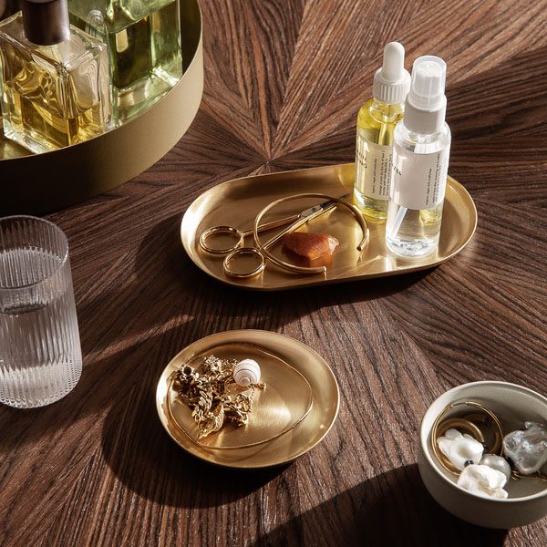 FERM LIVING Basho Oval Tray in Brass - Elegant Serving Tray for Dining, Bathroom Organization & Home Decor