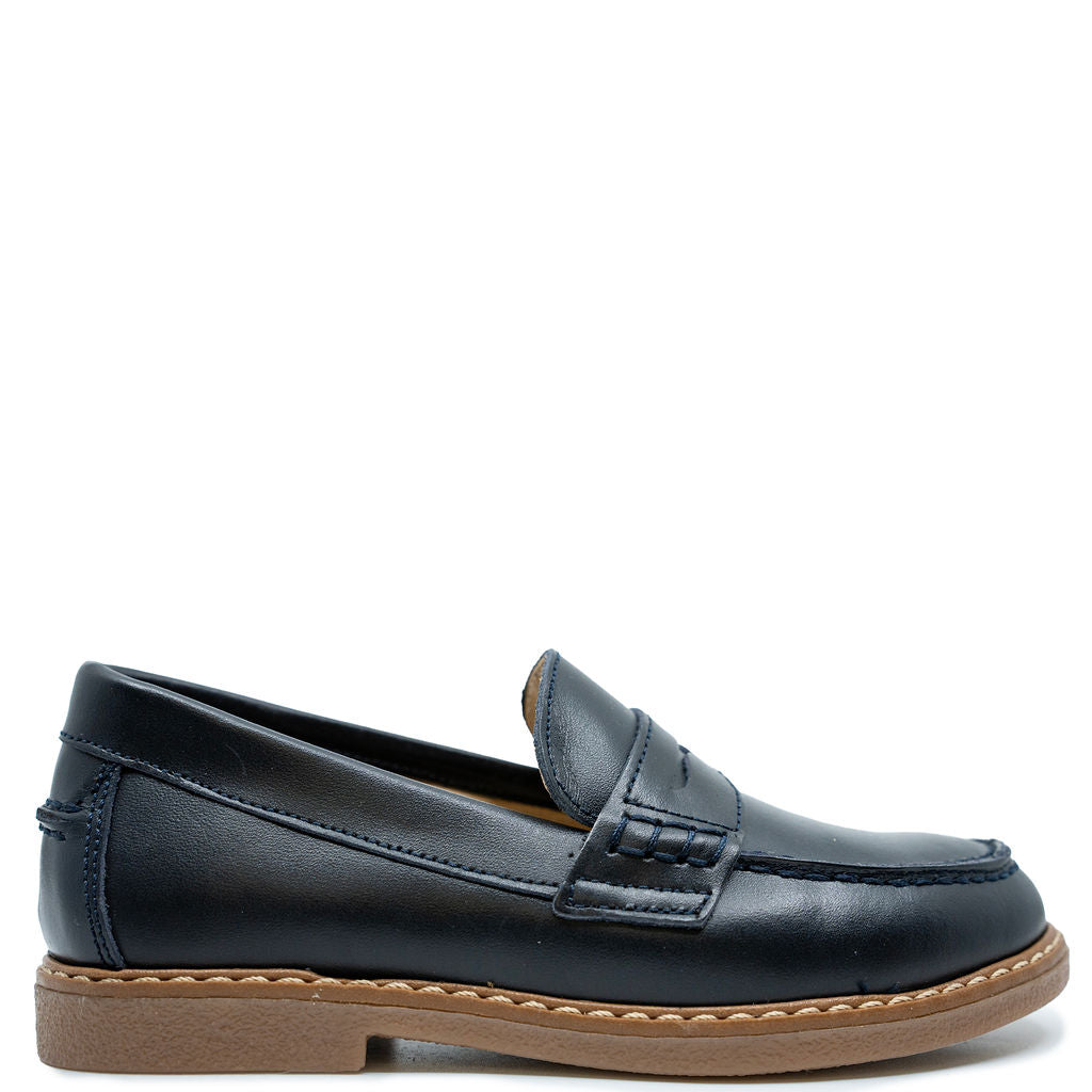 Blublonc Navy Penny Dress Loafer Shoes for Women - Classic Slip-On Comfortable Flats for Office, Business & Casual Wear