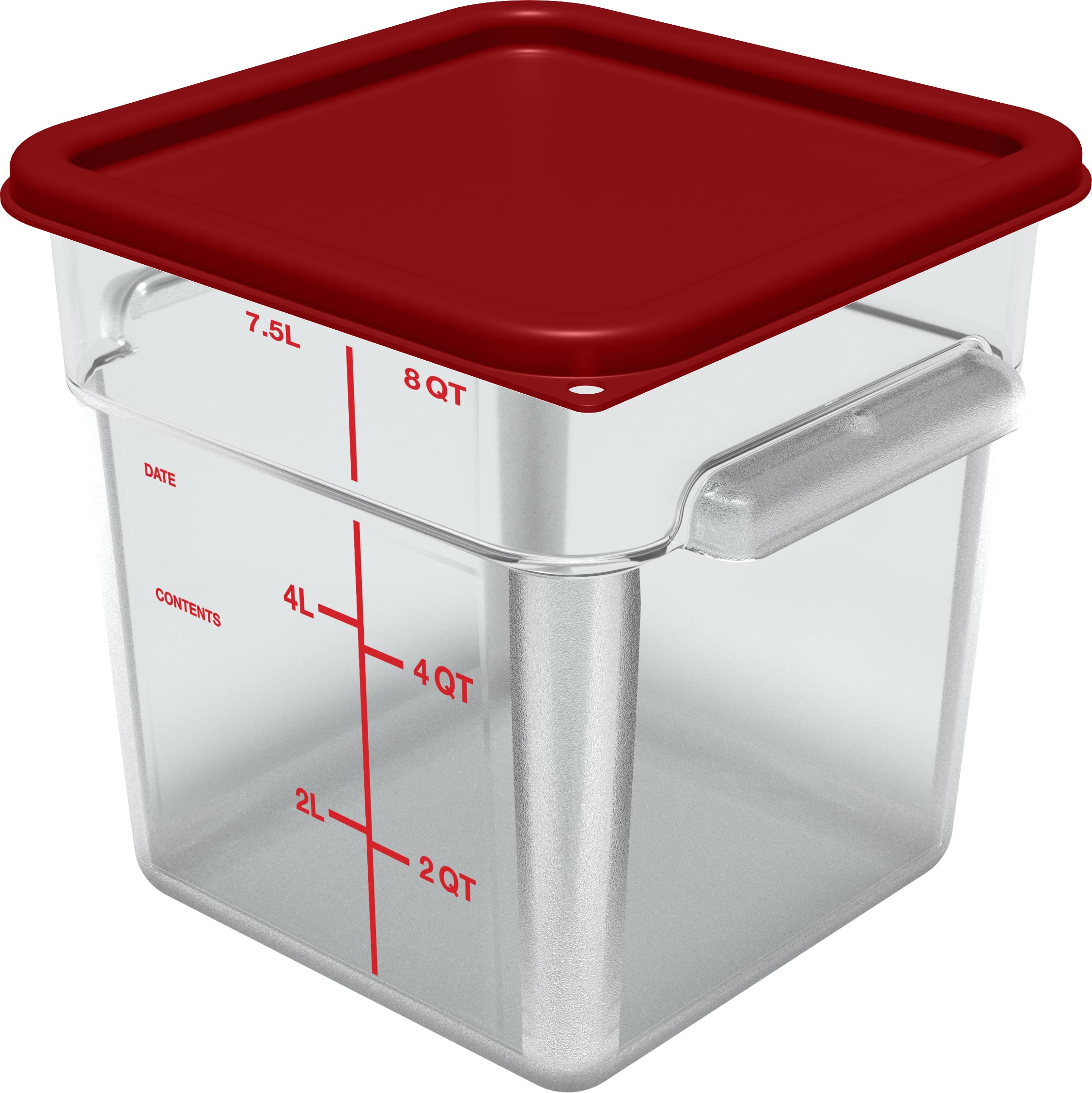 Stackable 8-Quart Clear Polycarbonate (PC) Square Food Storage Container by Carlisle FoodService - Ideal for Catering, Buffets, Restaurants & Commercial Kitchens - Durable, BPA-Free & Dishwasher Safe