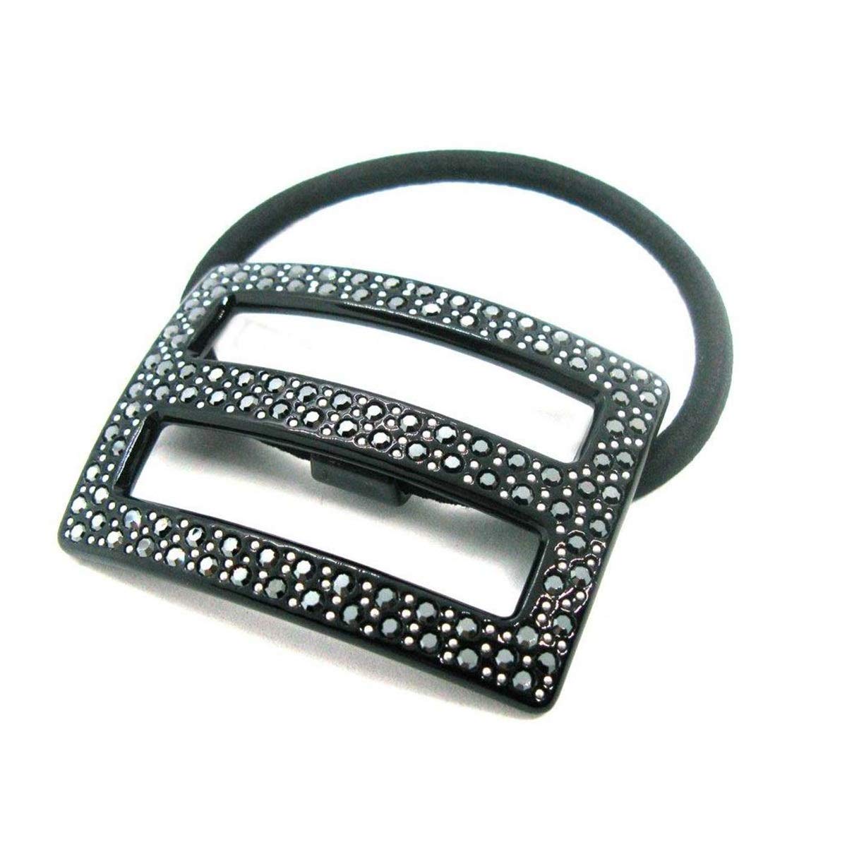 STARGAZER Velvet Hair Ties with Rhinestones - Soft Elastic Ponytail Holders & Scrunchies for Women & Girls | Fashion Hair Accessories for Daily Use, Parties & Weddings (Black, AC3290)