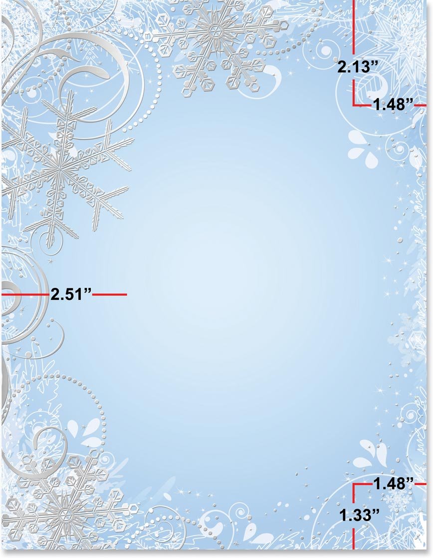 Premium Snowflake Foil Christmas Holiday Stationery - 8.5 x 11 Elegant Border Paper & Letterhead, 100 Sheets Decorative Printer Paper for Festive Cards, Invitations & Holiday Correspondence