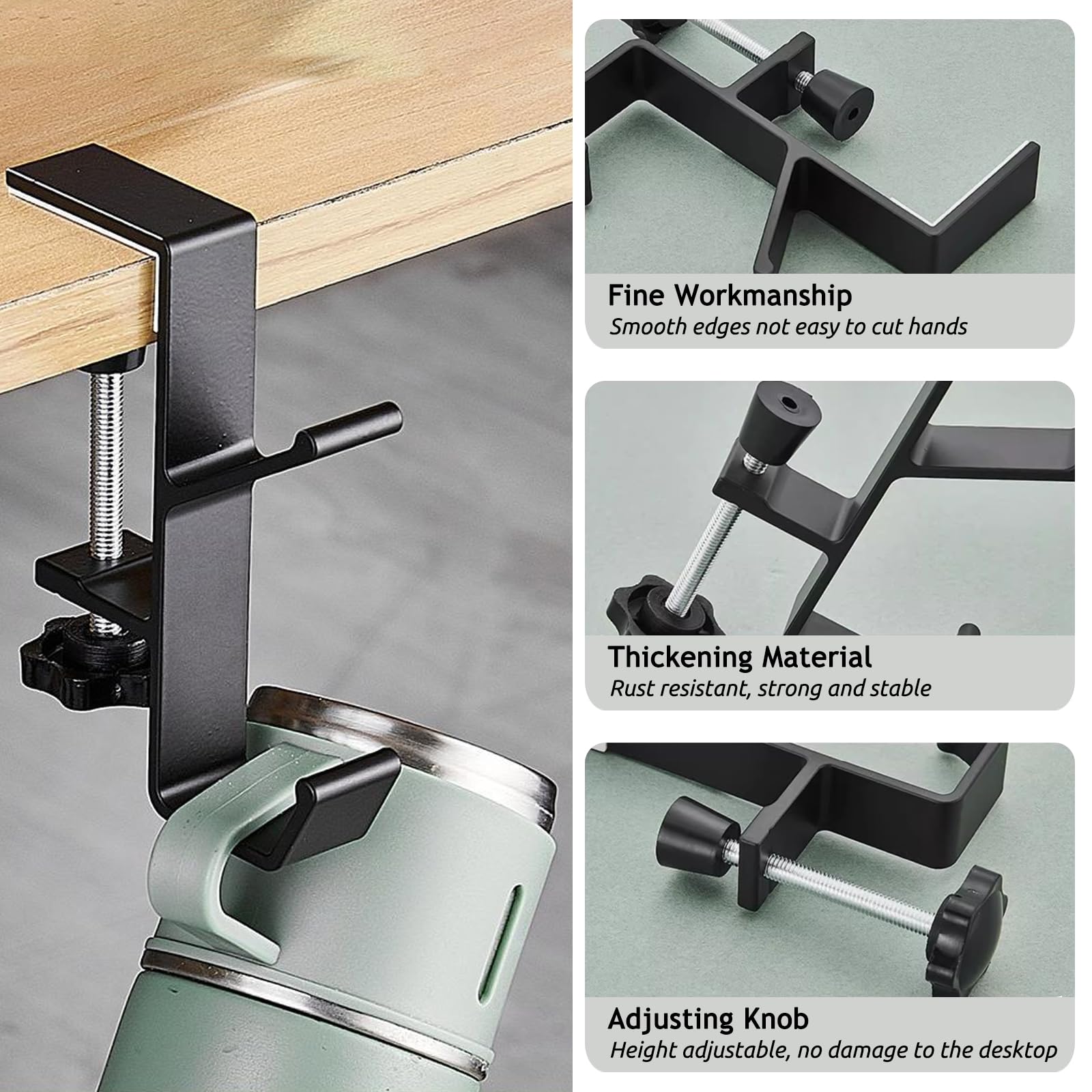 No-Hole Desk Hooks for Headphones & Keys - Space-Saving Organizer for Student Desks, Office & Dorm Rooms - Perfect for Hanging Bags, Cables & Accessories