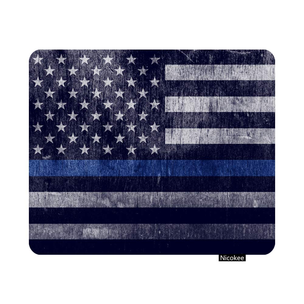 Thin Blue Line Police Support Gaming Mouse Pad - Non-Slip Rubber Base for Computers & Laptops (9.5x7.9 Inch) - Perfect for Office, Gaming & Law Enforcement Workstations