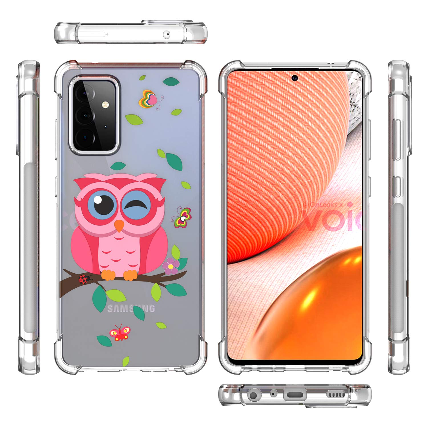 Slim Flexible TPU Clear Phone Case for Samsung Galaxy A72 - Owl Design | Protective Cover for Everyday Use, Work & Travel
