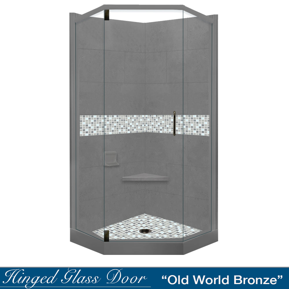 Neo Angle Wet Cement Sistine Stone & Del Mar Mosaic Accent Tile - DIY Shower Remodel Kit for Bathroom Renovation | Perfect for Modern Shower Walls, Backsplashes, and Wet Areas