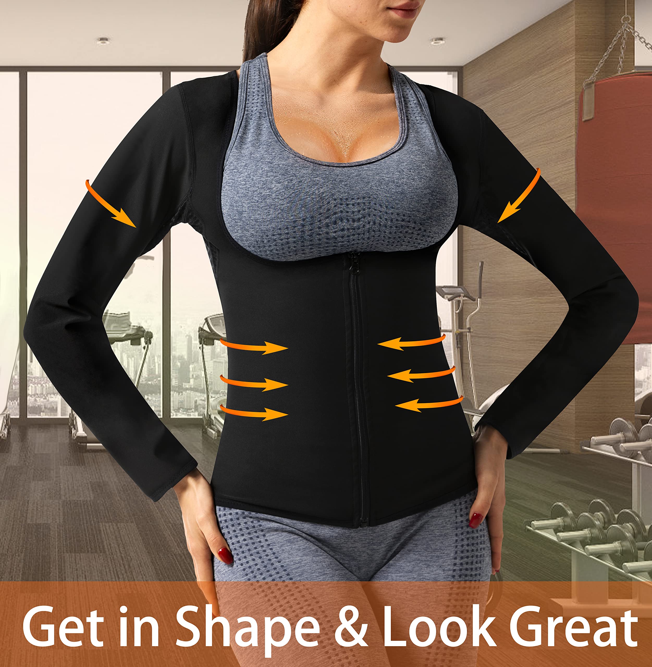 Women's Sauna Shirt for Weight Loss - Waist Trainer Sweat Vest with Zipper for Workout & Body Shaping | Perfect for Gym, Sauna Sessions & Home Fitness Routines