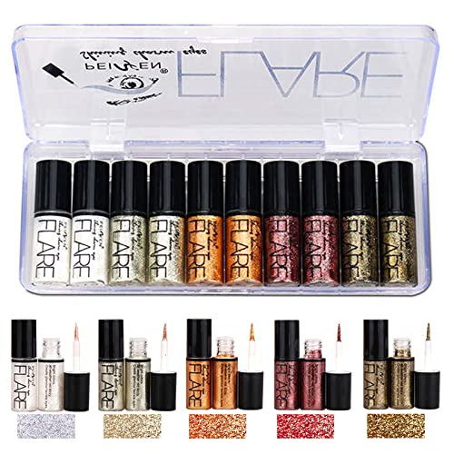 Lucoss Glitter Liquid Eyeliner & Metallic Eyeshadow Kit - Long Lasting Waterproof Sparkling Eye Makeup for Party, Halloween & Special Occasions