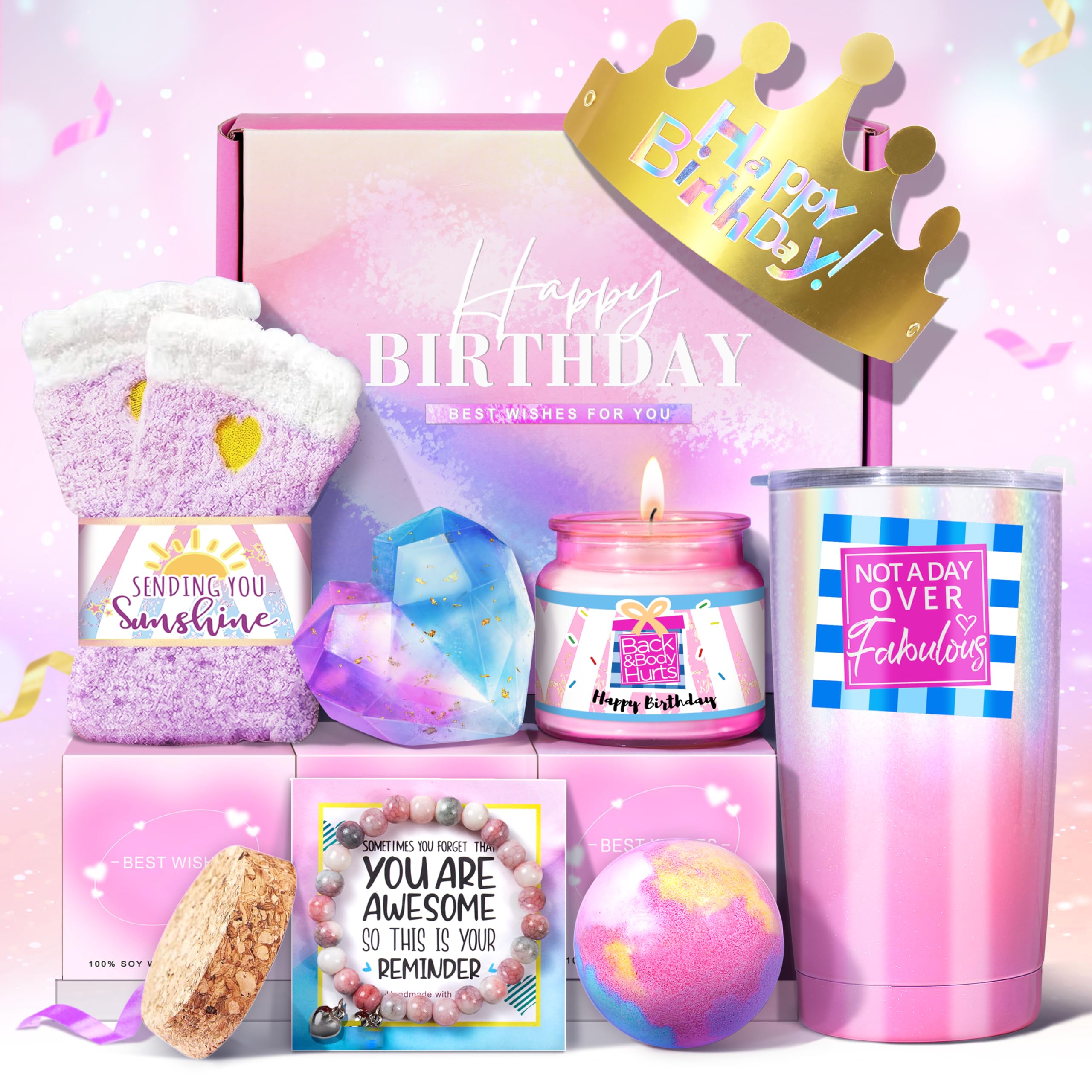 Not A Day Over Fabulous Tumbler Gift Set - Unique Birthday Gifts for Women, Mom, Sister, Daughter, Best Friend & Coworker | Perfect for Office, Home & Travel Use