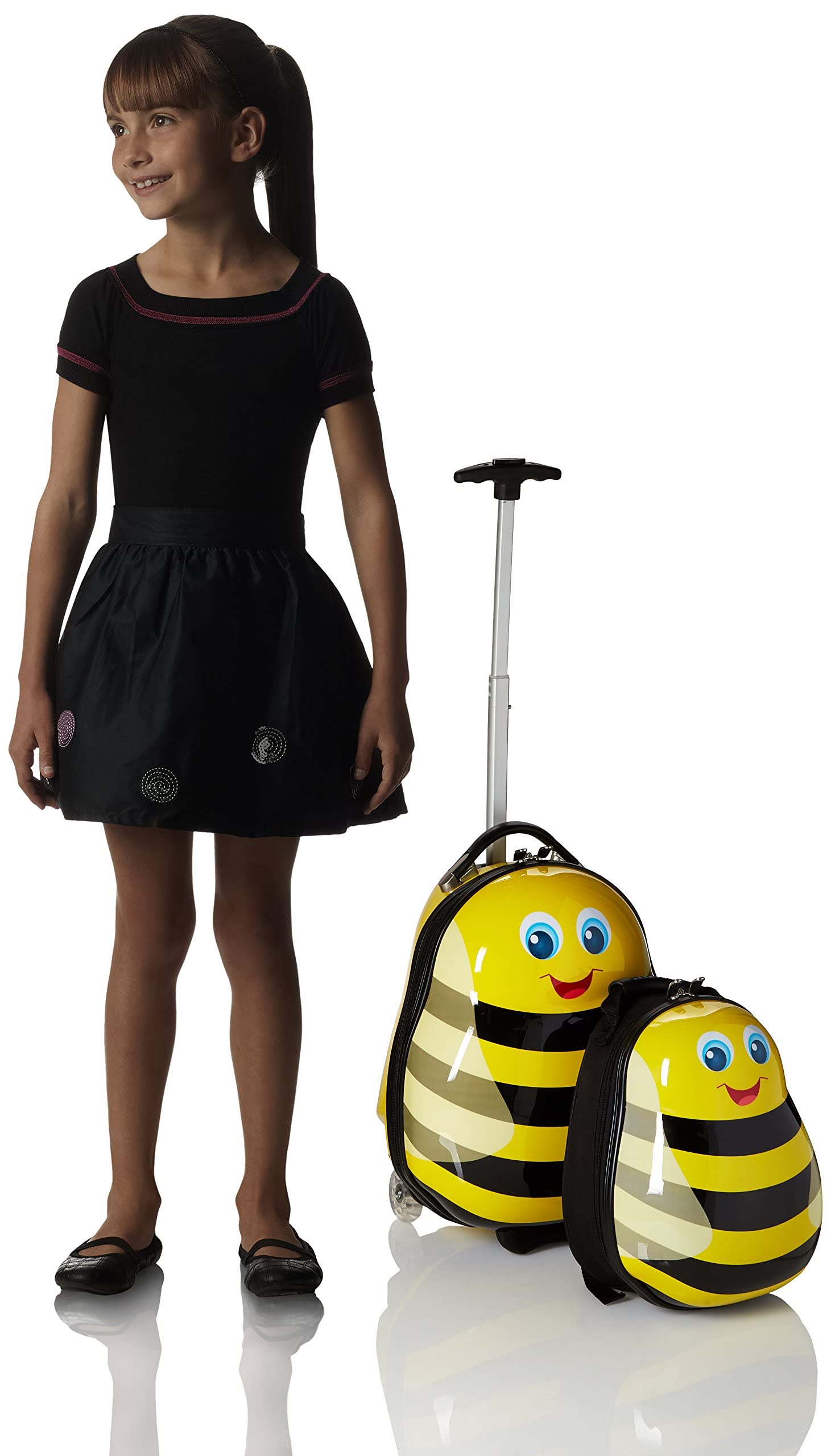 Heys Travel Tots Bumble Bee Kids Luggage - Lightweight Carry-On Suitcase with Wheels for Boys & Girls | Perfect for Airplane Travel, Road Trips & Sleepovers