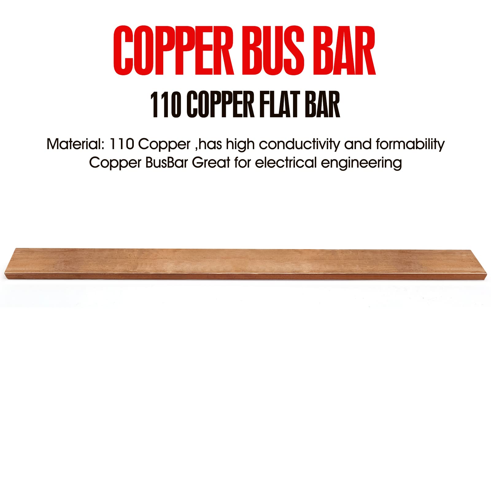 High-Conductivity 110 Copper Bus Bar - 1/4