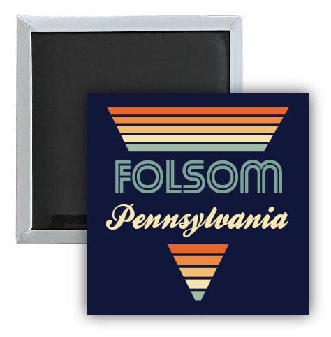 Folsom Pennsylvania Retro Fridge Magnet 2.5 x 2.5-Inch - Vintage Souvenir for Refrigerators, Lockers & Metal Surfaces