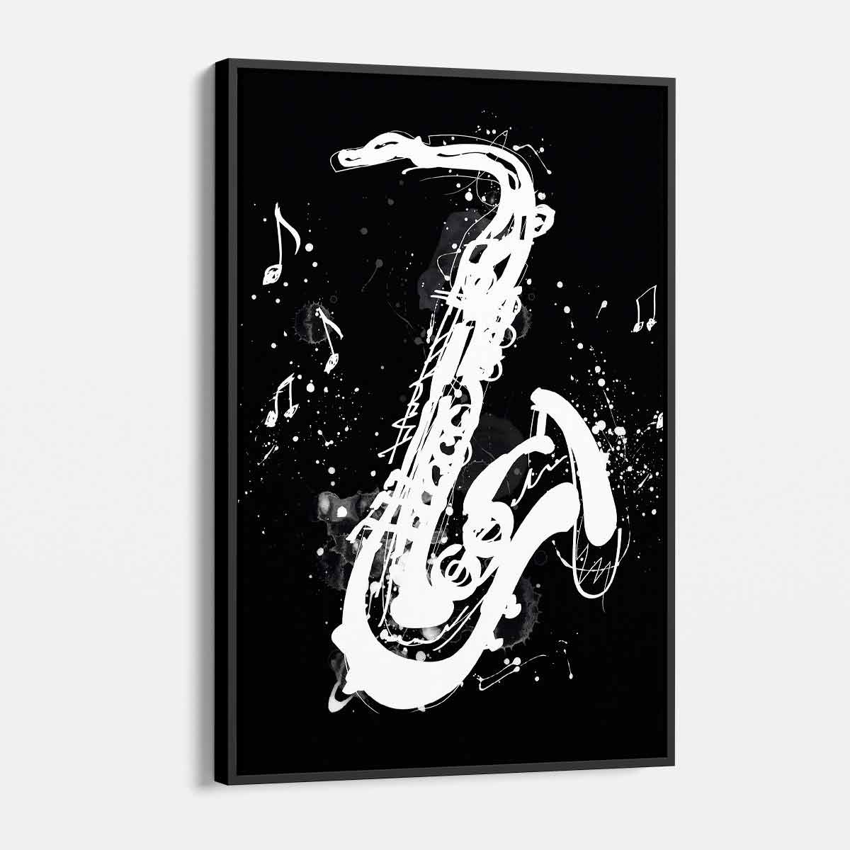 Black Saxophone Wall Art Canvas Print - Elegant Jazz Decor for Living Room, Bedroom & Office - Perfect Gift for Music Lovers