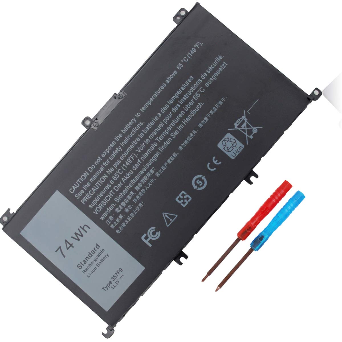 74WH 357F9 Replacement Laptop Battery for Dell Inspiron 15 7000 Gaming Series (7559/7557/5576/5577/7566/7567/7759) - Compatible with P65F, P57F, 071JF4, 0GFJ6, 0357F9 Models - 11.1V High Capacity Battery for Extended Gaming & Work Sessions