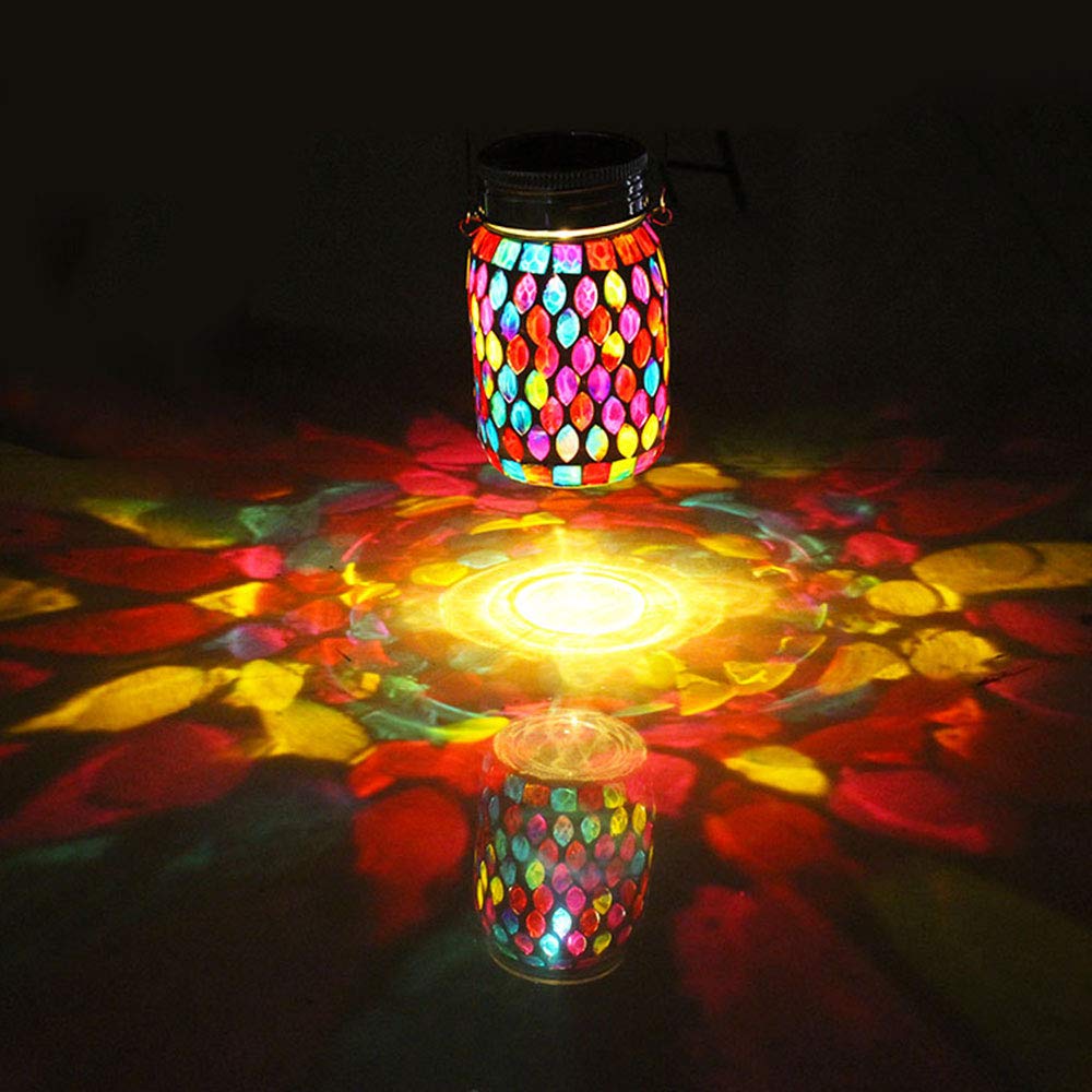 Rechargeable Waterproof Solar Mosaic Hanging Lanterns - Outdoor Decorative LED Table Lamps for Garden, Patio, Backyard & Pathway Lighting | Solar-Powered Night Lights for Parties, Weddings & Home Decor