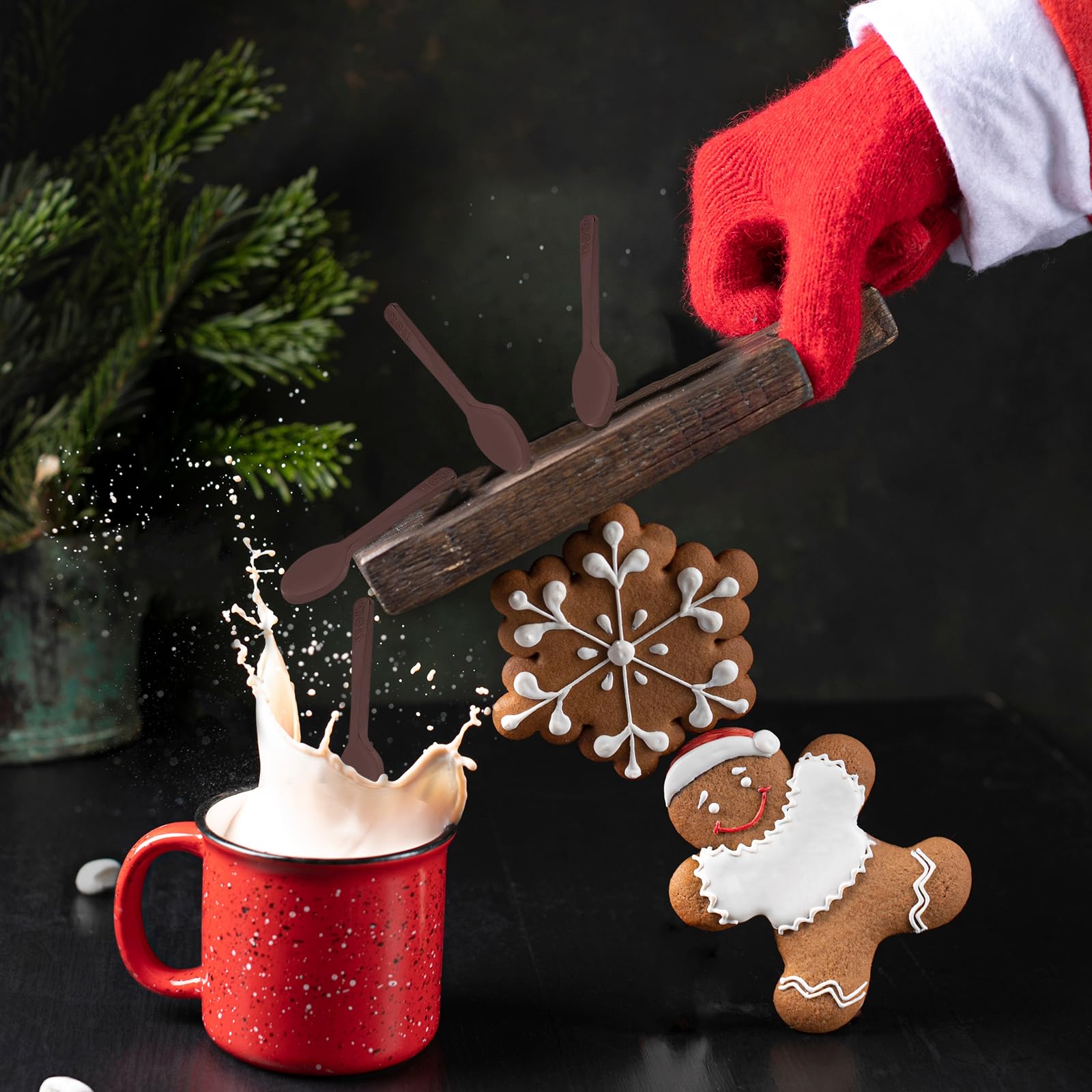 Dark Chocolate Spoons - Edible Hot Cocoa Stirrers, Non-GMO, 12-Pack - Perfect for Coffee & Dessert Lovers