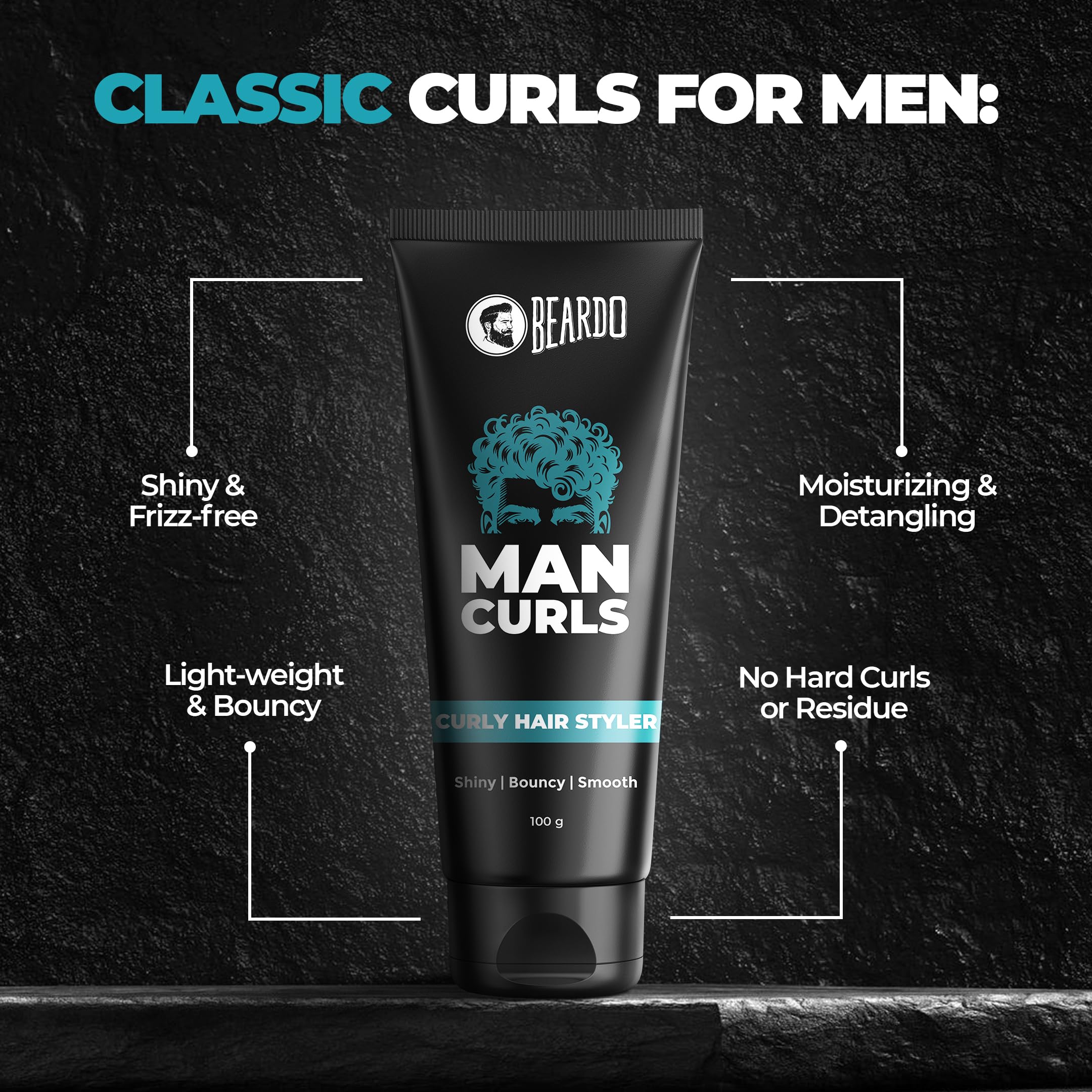 Beardo Man Curls 100g | Natural Flaxseed Gel for Defined Curly Hair | Bouncy & Shiny Styling Cream for Men & Women | Leave-in Conditioner for Daily Hair Care | Perfect for Workouts, Dates & Professional Styling