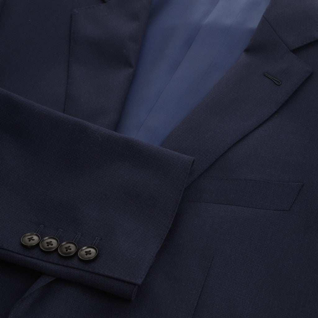 Slim Fit Dark Navy Wool Business Suit with Notch Lapel for Men - Perfect for Office, Interviews & Formal Events