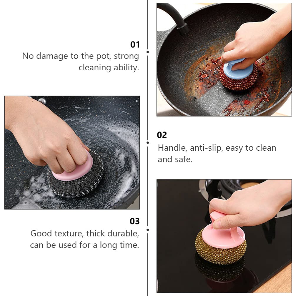 Hemoton 8-Piece Cleaning Brush Set - Stainless Steel Scrubber Balls, Dish Brush & Kitchen Scrubber for Pots, Pans & Utensils - Perfect for Deep Cleaning, Dishwashing & Tough Stains Removal