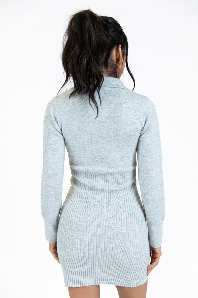 Stylish Grey Quarter Zip Sweater Dress for Women - Cozy & Fashionable Pullover Knit Dress for Fall & Winter | Perfect for Casual Outings, Office Wear & Layering