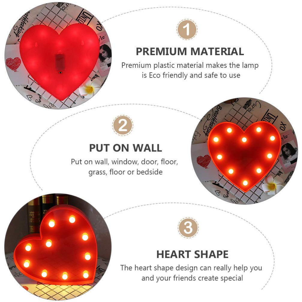 LED Heart Marquee Night Light - Romantic Love Sign for Valentine's Day, Kids Bedroom & Nursery Decor - Wall/Table Light Without Battery (Red) - Perfect for Date Nights, Wedding Proposals & Cozy Bedroom Ambiance