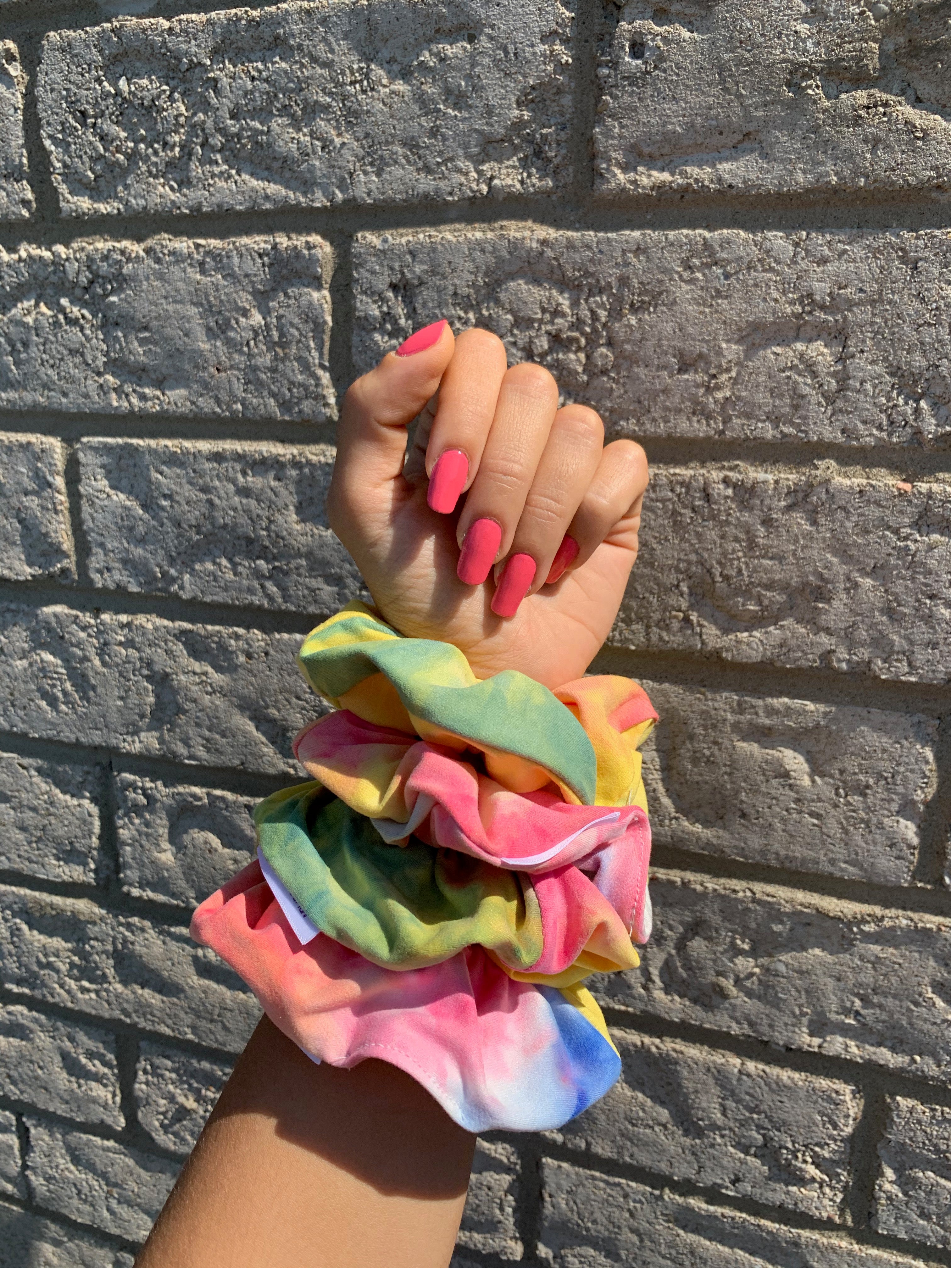 Vibrant Rainbow Tie Dye Hair Scrunchie - Soft Elastic Hair Tie for Women & Girls - Perfect for Yoga, Workouts, and Everyday Style