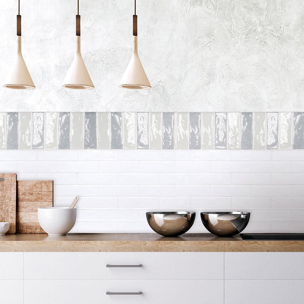 Premium Acquarella Grey 60x200 Glossy Ceramic Subway Tile - Perfect for Kitchen Backsplash, Bathroom Walls & Modern Interior Design