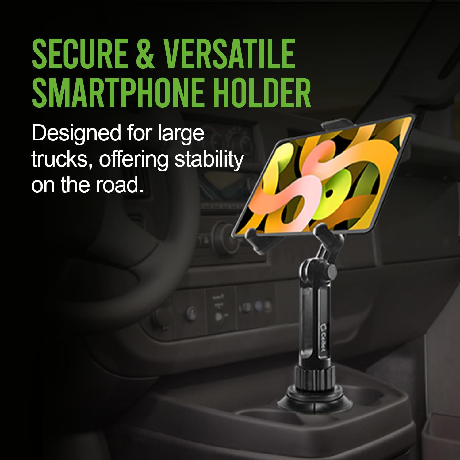 Universal Car Tablet Mount with Cup Holder Base - Compatible with Apple iPad, iPad Pro, Air, Mini | Samsung Galaxy | Google Pixel | Amazon Kindle Fire & Smartphones - Perfect for Road Trips, Uber/Lyft Drivers & Backseat Entertainment