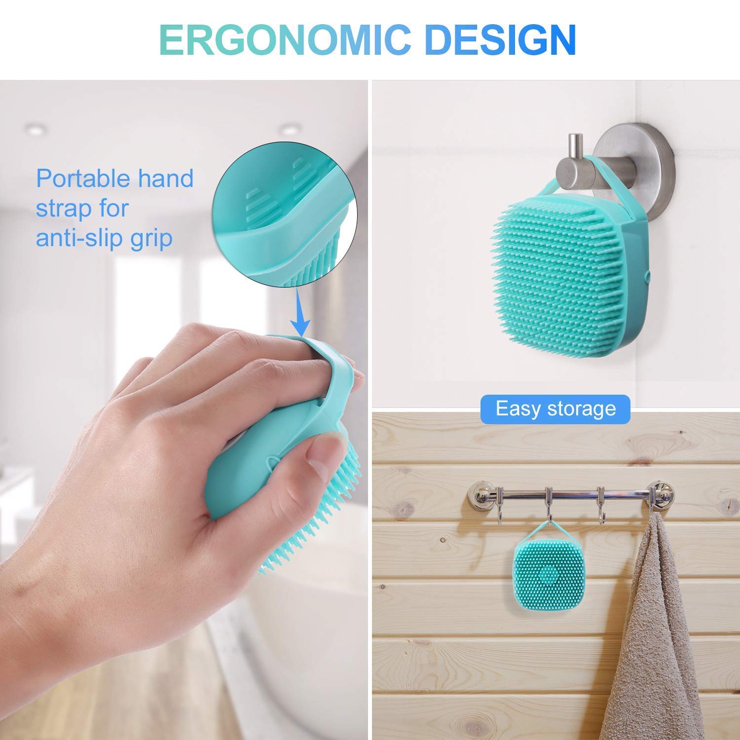 ZURU BUNCH Silicone Body Brush with Shampoo Dispenser - Soft Skin Massage for Shower & Bath