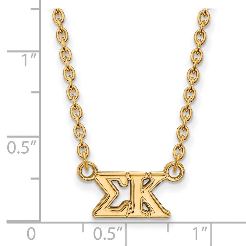14k Yellow Gold Plated Sterling Silver Sigma Kappa Medium Necklace - Greek Letter Sorority Jewelry for Women - Perfect for Sisterhood Gifts, Graduation & Special Occasions