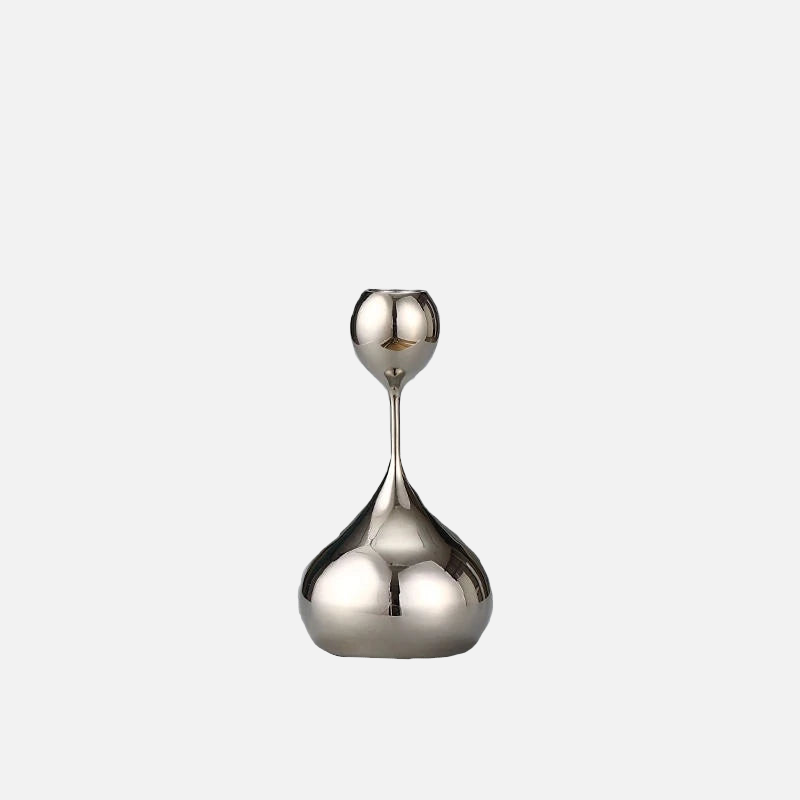 Elegant Chrome Drop Dining Candle Holder Set - Modern Table Centerpiece for Romantic Dinners, Wedding Decor & Home Ambiance Lighting