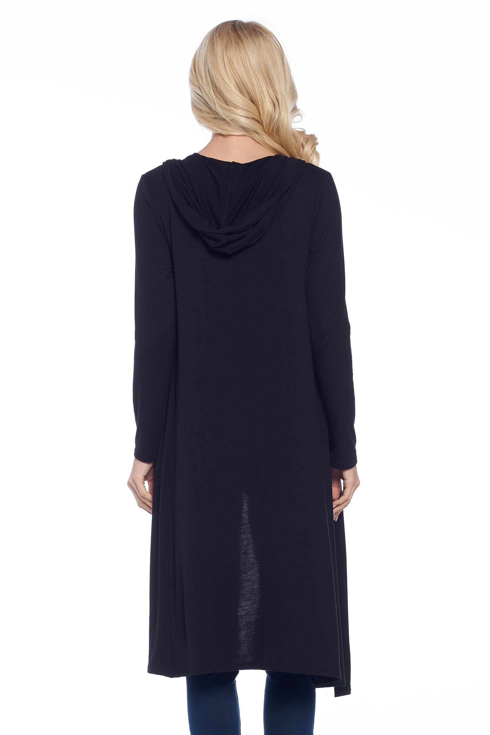 Isaac Liev Women's Lightweight Hooded Cardigan - Long Open Front Duster Sweater with Hood | Trendy Maxi Cardigan for Casual Wear, Layering & Fall Fashion