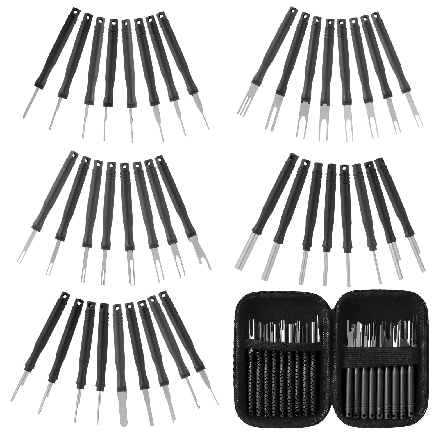 2024 Upgraded 41Pcs Black Electrical Terminal Removal Tool Kit - Car Wire Connector Pin Extractor Set for Automotive & Household Devices | DIY Repair, Wiring Harness Maintenance, Electrical Projects