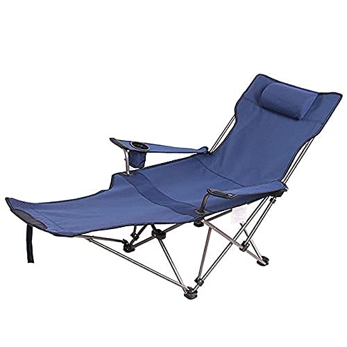 Portable Folding Camping Chair with Cup Holder & Carry Bag - Heavy Duty Reclining Beach Lounger for Outdoor, Fishing, Picnics & Backyard Relaxation - Blue