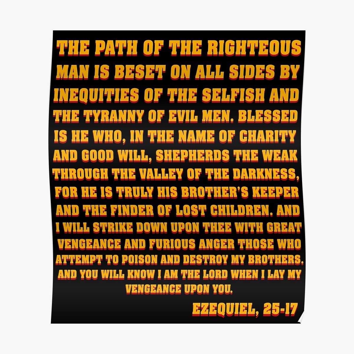 Vintage Retro Ezekiel 25:17 Wall Art Print - Pulp Fiction Movie Poster Canvas Framed Decor for Home, Office, Dorm Room | 90s Aesthetic Decor & Jules Winnfield Fan Gift | Perfect for Movie Themed Rooms, Man Caves & Pop Culture Collections