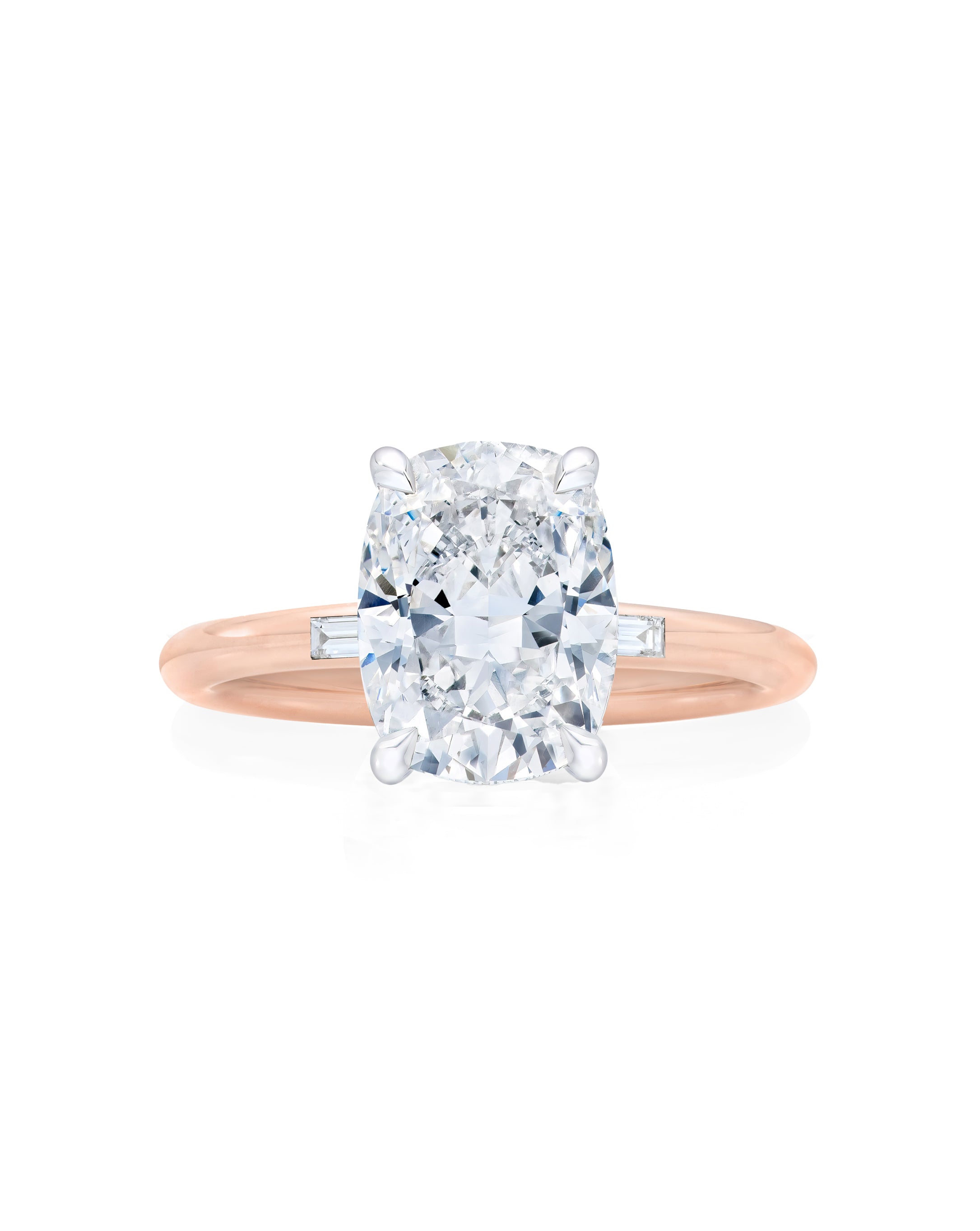 14K Rose Gold + Platinum Prongs