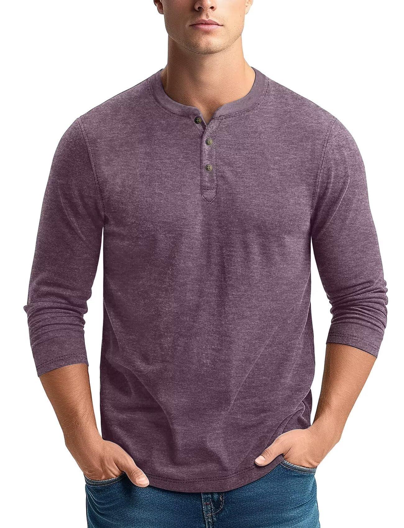 Men's Cotton Blend Henley Shirt Long Sleeve Casual Button-Up Tee - Perfect for Everyday Wear, Date Nights & Outdoor Adventures