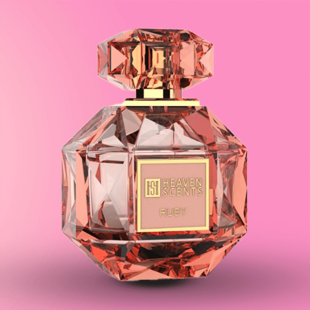 Heaven Scents Ruby Perfume for Women - Long Lasting Floral Fragrance, Luxury Crystal-Cut Glass Bottle, Elegant Pink Perfume Gift Set | Perfect for Date Night, Anniversary & Special Occasions