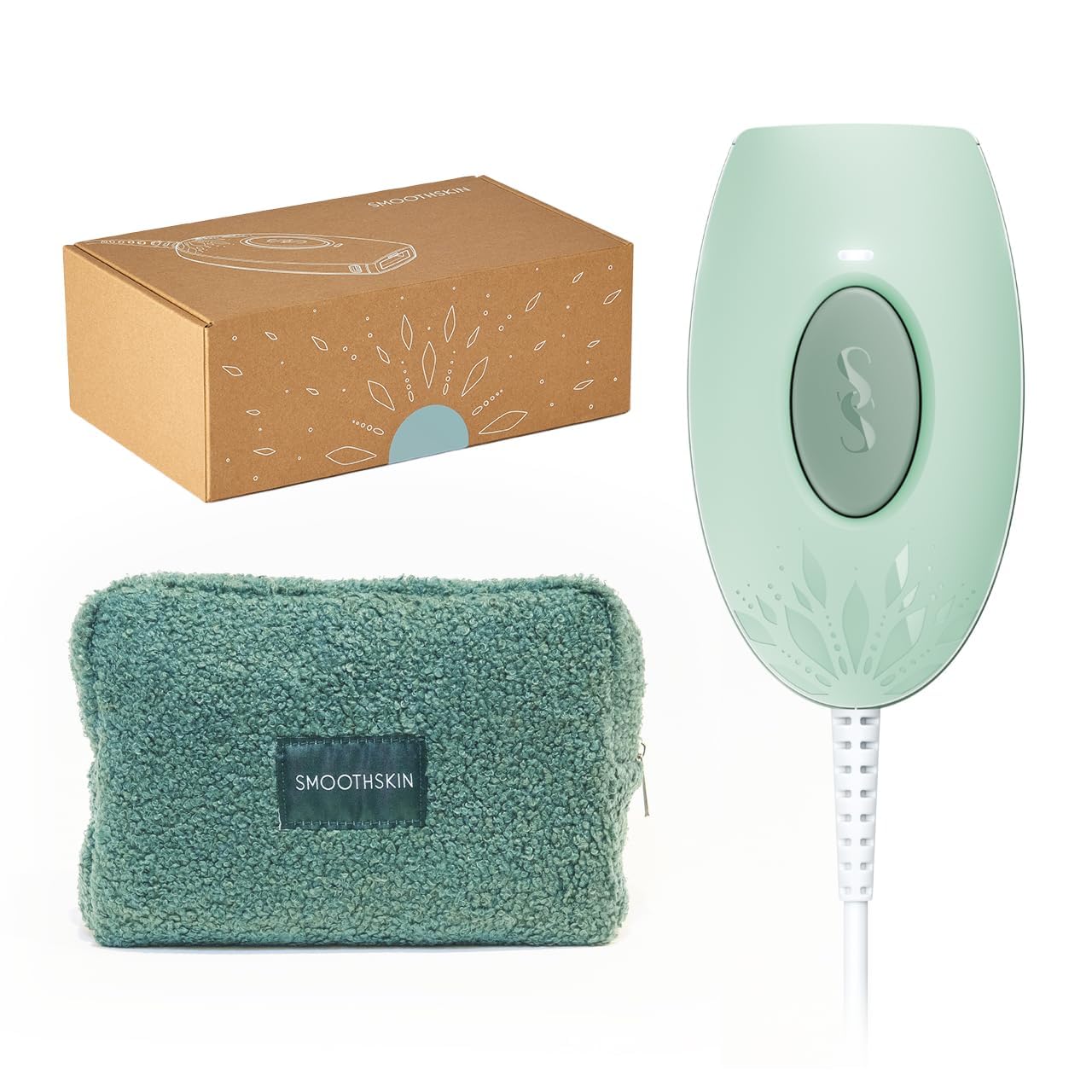 Smoothskin Pure Mini Lite IPL Laser Hair Removal Device - Green & Teddy Pouch Included | Permanent Hair Removal for Body, Face & Bikini Area | Painless At-Home Alternative to Professional Laser Treatments | Perfect for Travel & Quick Touch-Ups