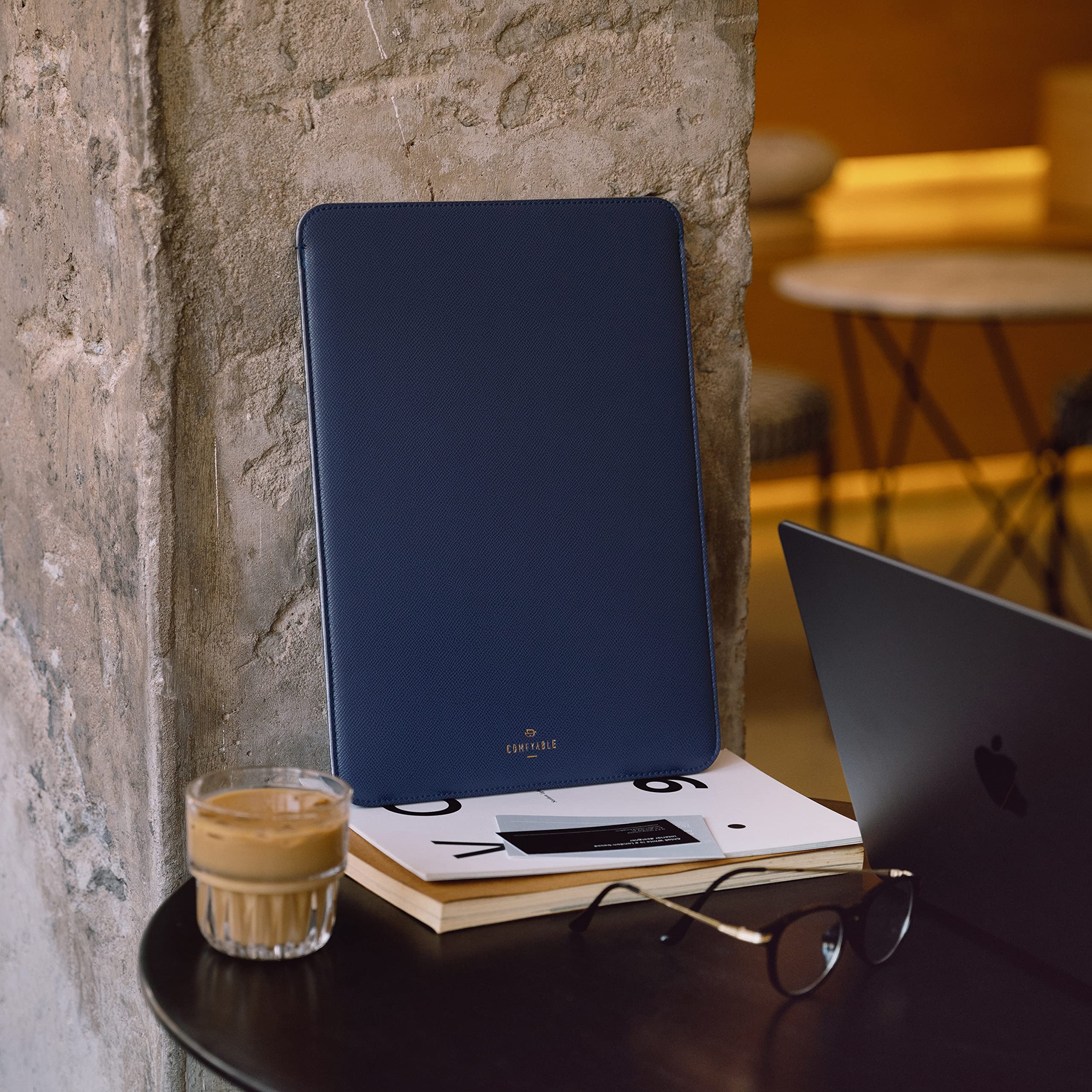 Premium 13 Inch Laptop Sleeve for MacBook Air M4 2025-2018 & MacBook Pro M2 2022 M1 2020-2016 - Faux Leather Protective Case in Midnight Blue - Perfect for Travel, Office & School Use
