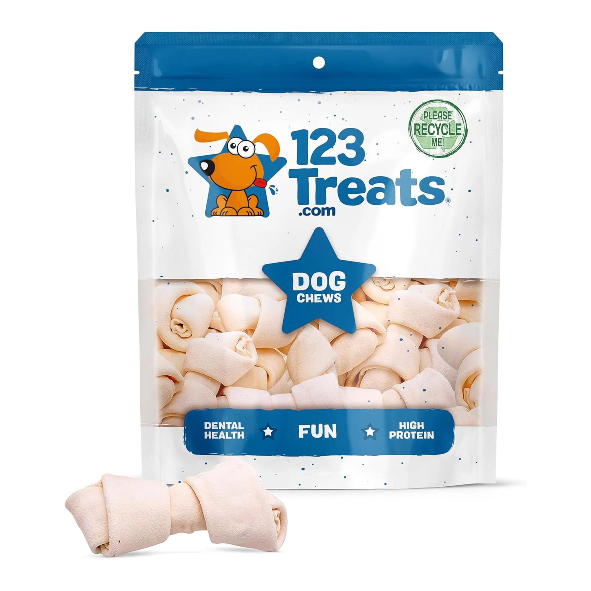 Premium Natural Rawhide Bones for Dogs 5-6 Inches | Long-Lasting Dog Chews Made from Free-Range, Grass-Fed Cattle | No Hormones, Additives or Chemicals | 25 Count | Perfect for Puppy Teething, Dental Health & Anxiety Relief