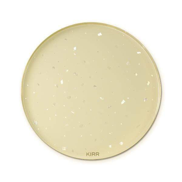 24K Gold Rim Beige Mother of Pearl Tray - Elegant Home Decor for Dining, Jewelry Display & Gift Giving