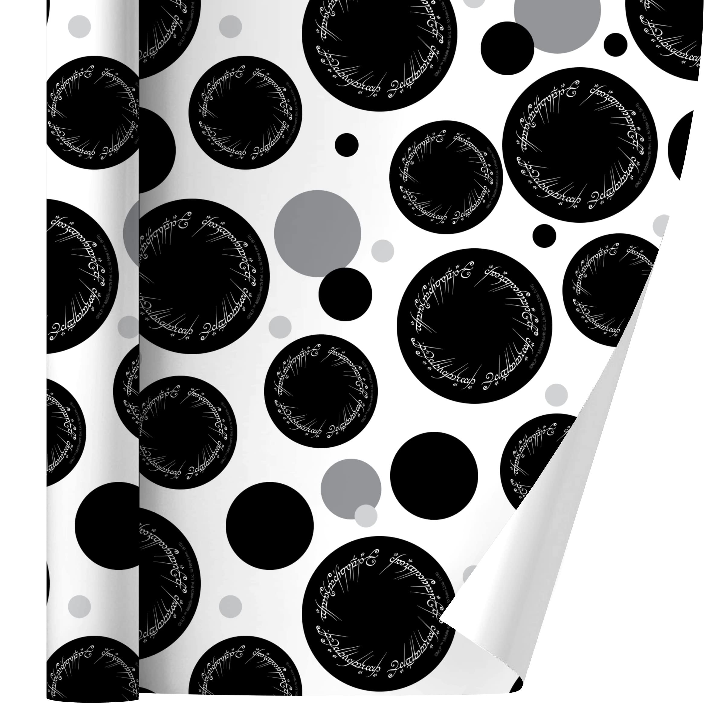 The Lord of the Rings Mordor Script Gift Wrap Paper Roll - Premium Wrapping Paper for LOTR Fans, Birthday & Christmas Gifts, Party Decorations